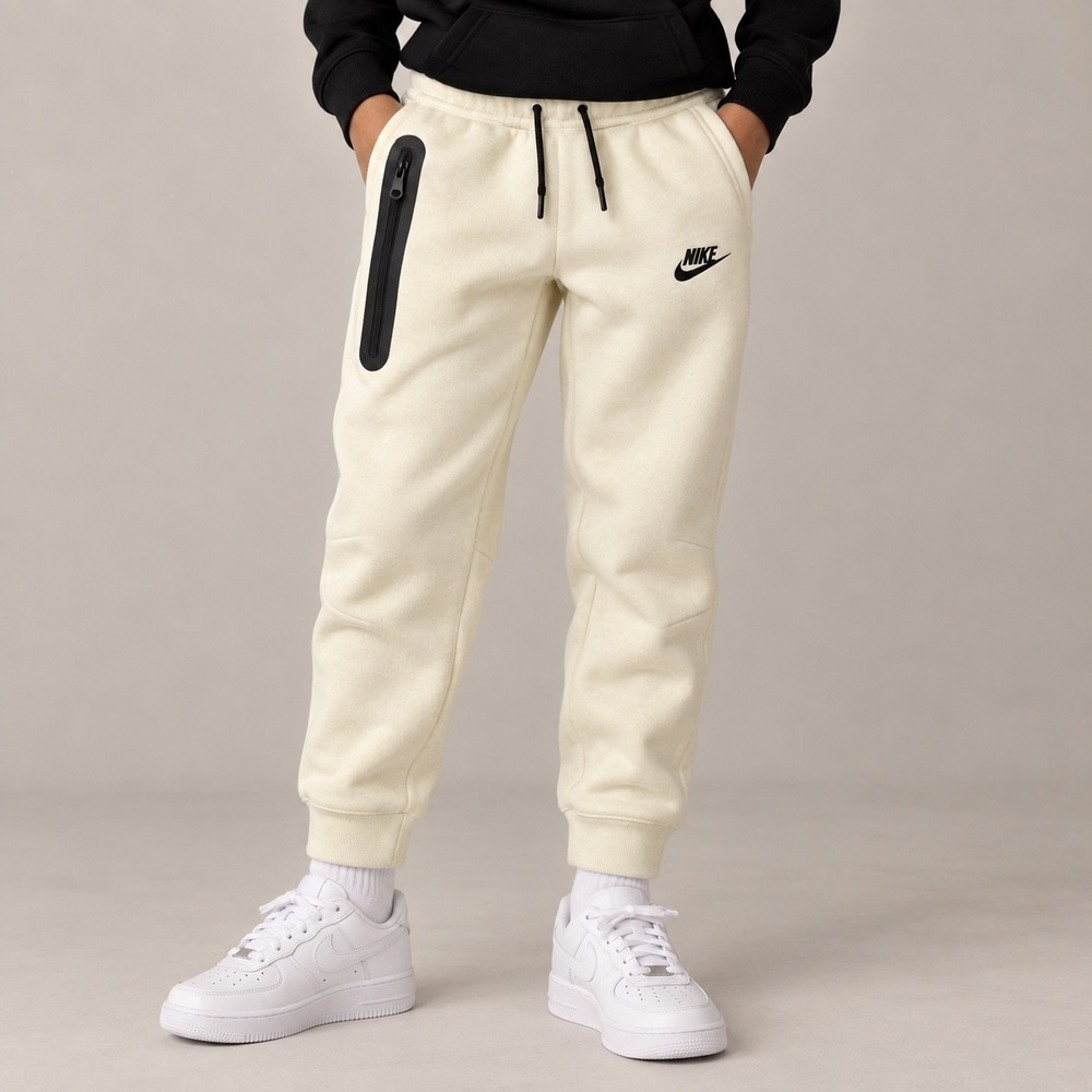 Nike Boys Tech Fleece Joggers Size M Medium Sail Cream Sweatpants Ivory